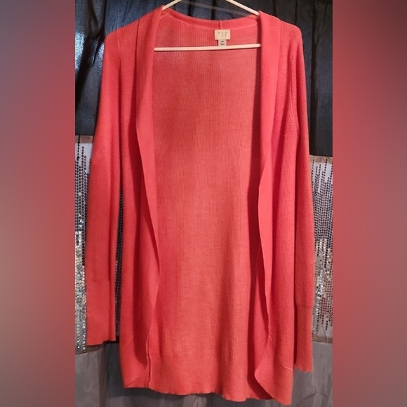 A NEW DAY Women’s Oversized Soft  Relaxed Fir CORAL~PINK Cardigan Sweater XS EUC - Picture 2 of 9